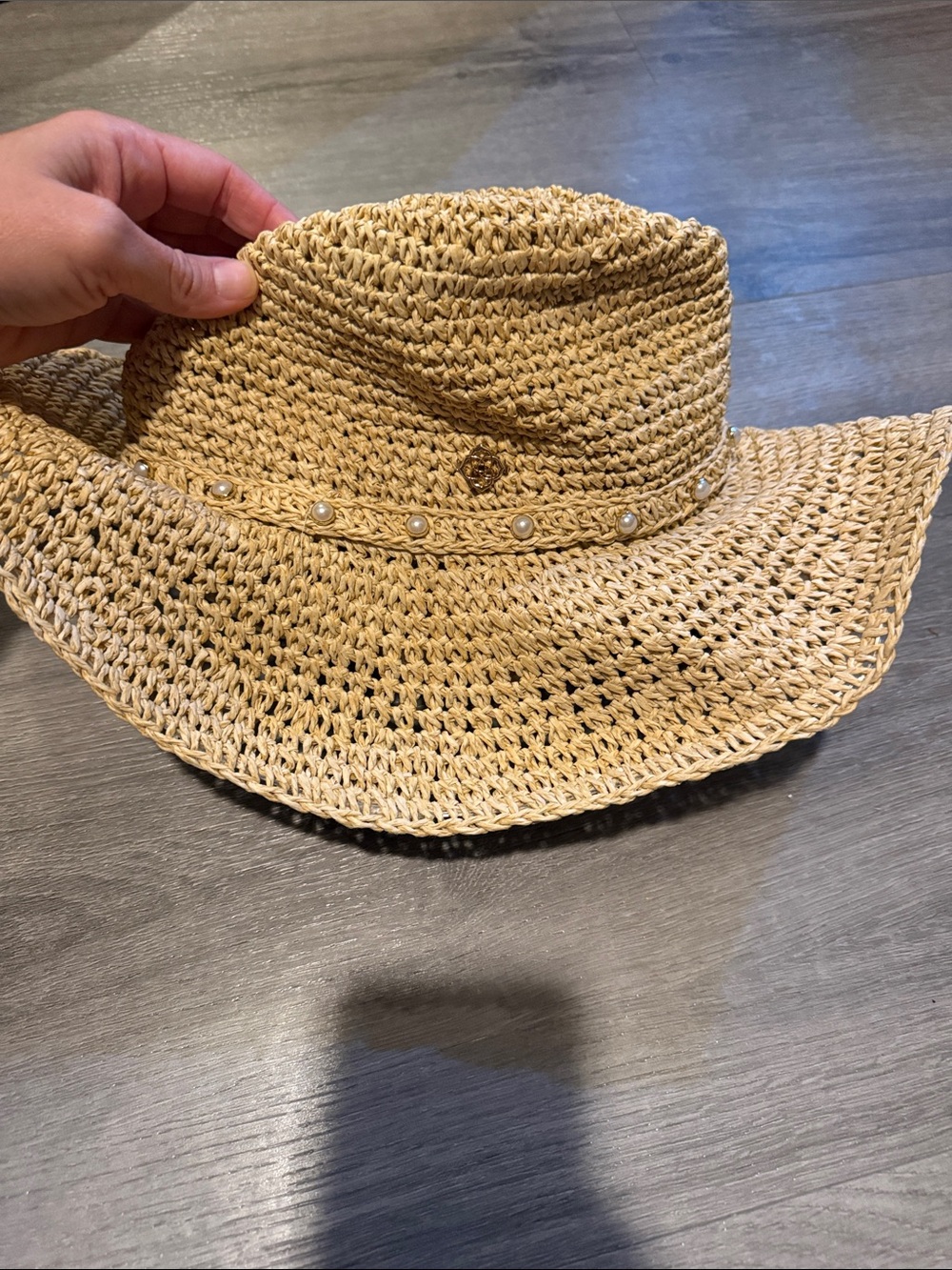Kendra Scott - Woven Straw Sun Hat with Pearl Accent - Natural